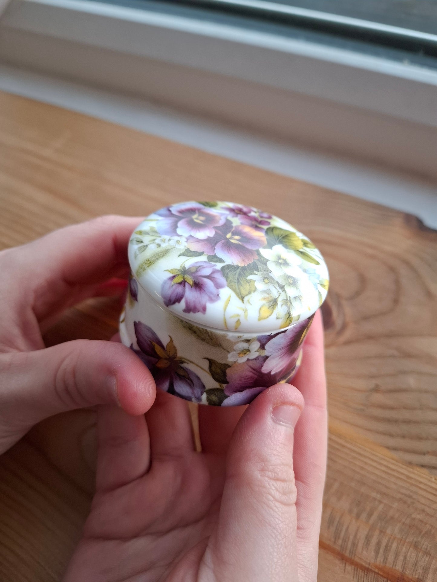 'Ball Bag' Upcycled Purple Floral Trinket Pot