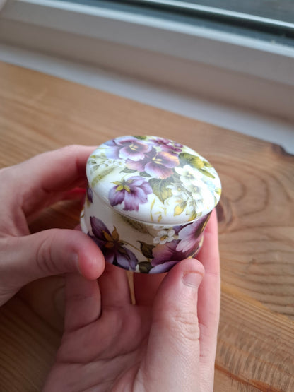 'Ball Bag' Upcycled Purple Floral Trinket Pot