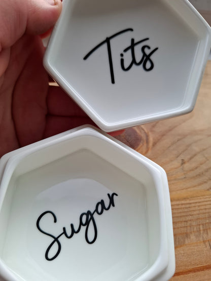 'Sugar Tits' Upcycled Shiny Floral Trinket Pot