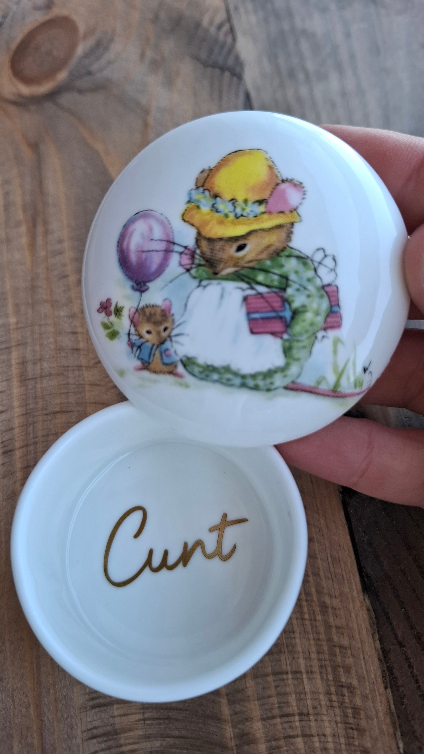 'Cunt' Upcycled Cute Mouse Trinket Pot