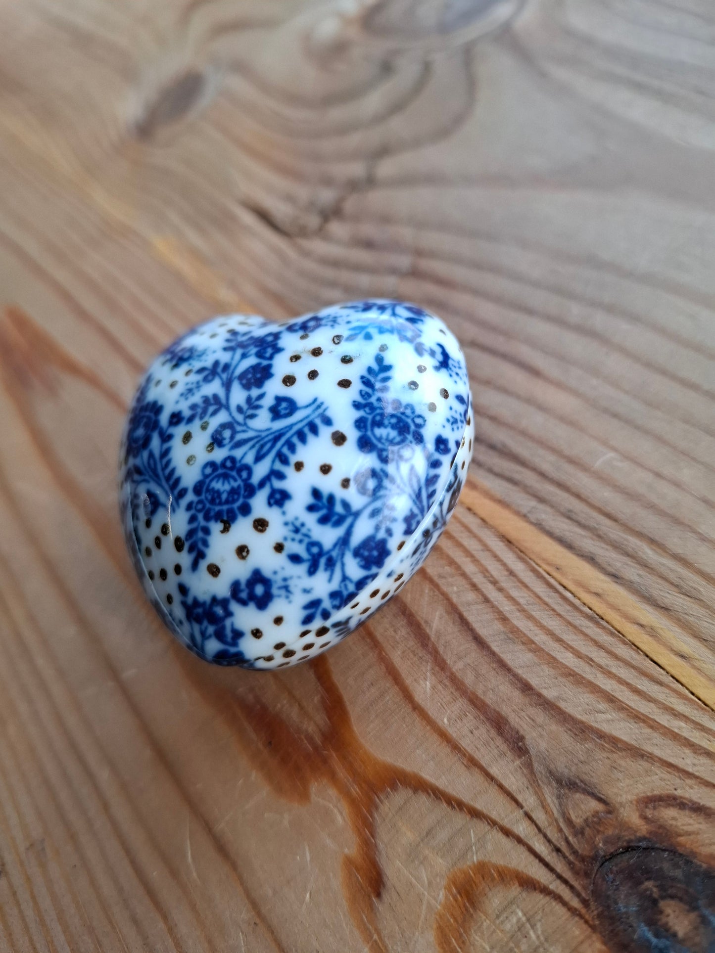 'Cunt' Upcycled Small Heart Blue/White Dotty Trinket Pot