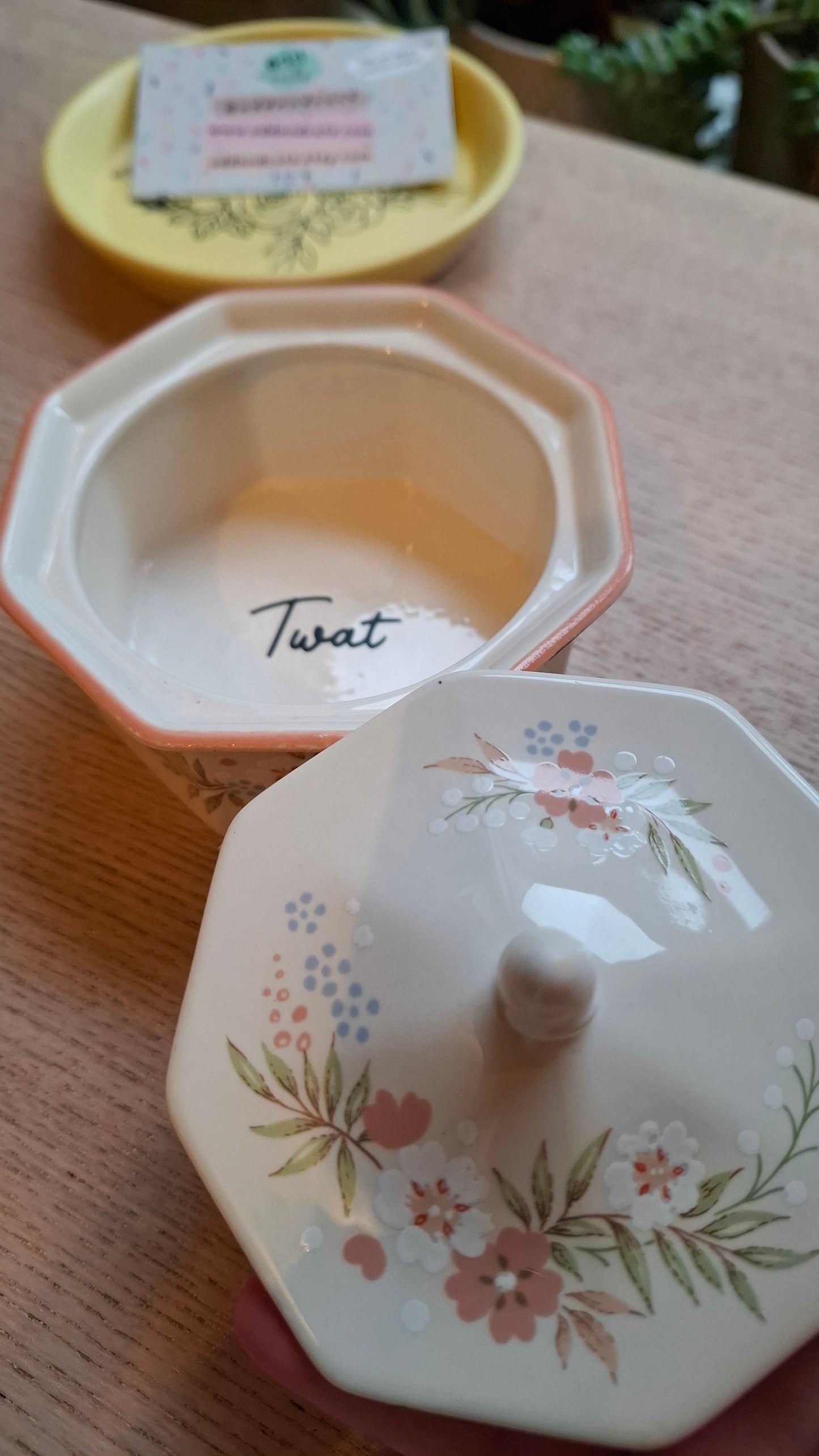 'Twat' Upcycled Pretty Octagon Shaped Trinket Pot