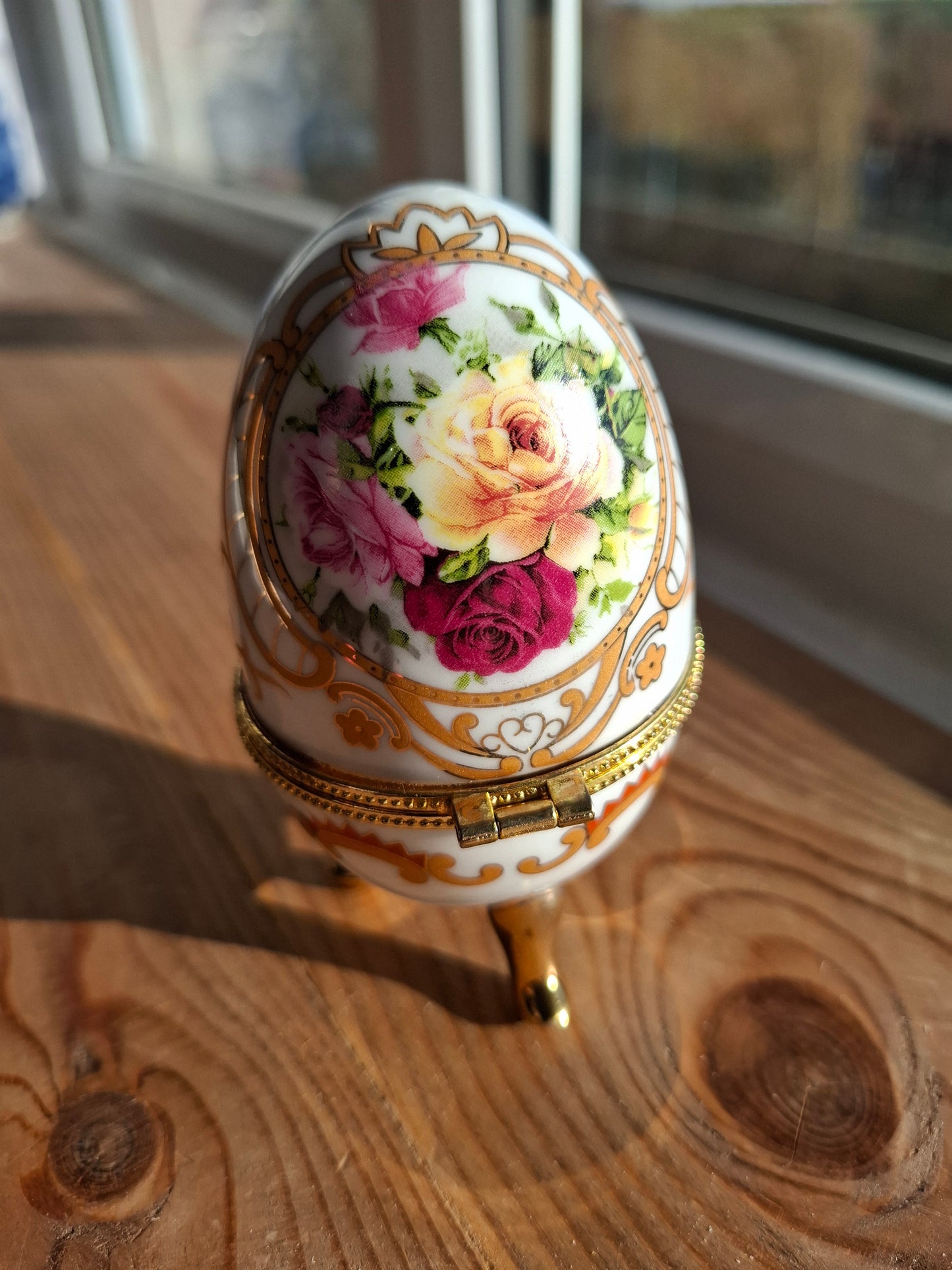 'Cunt' Upcycled White/Gold Fancy Egg Trinket Pot With Legs