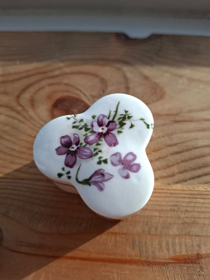 'Bum Hole' Upcycled Unusual Shape Purple Floral Trinket Pot