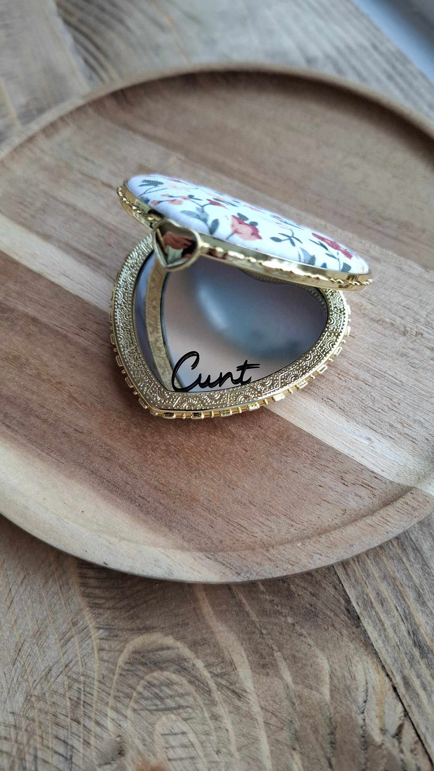 'Cunt' Compact Mirror, Heart Shaped