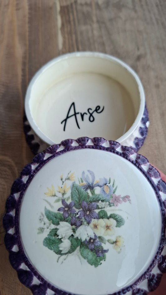 'Arse Hole' Upcycled Frilly Trinket Pot