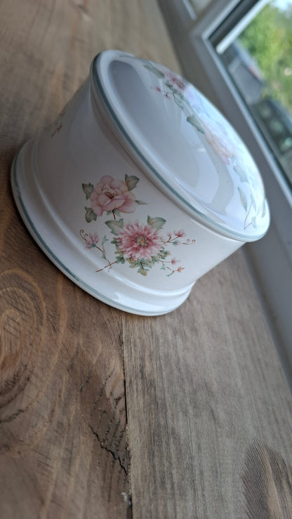 'Beef Curtains' Upcycled Large Floral Trinket Pot