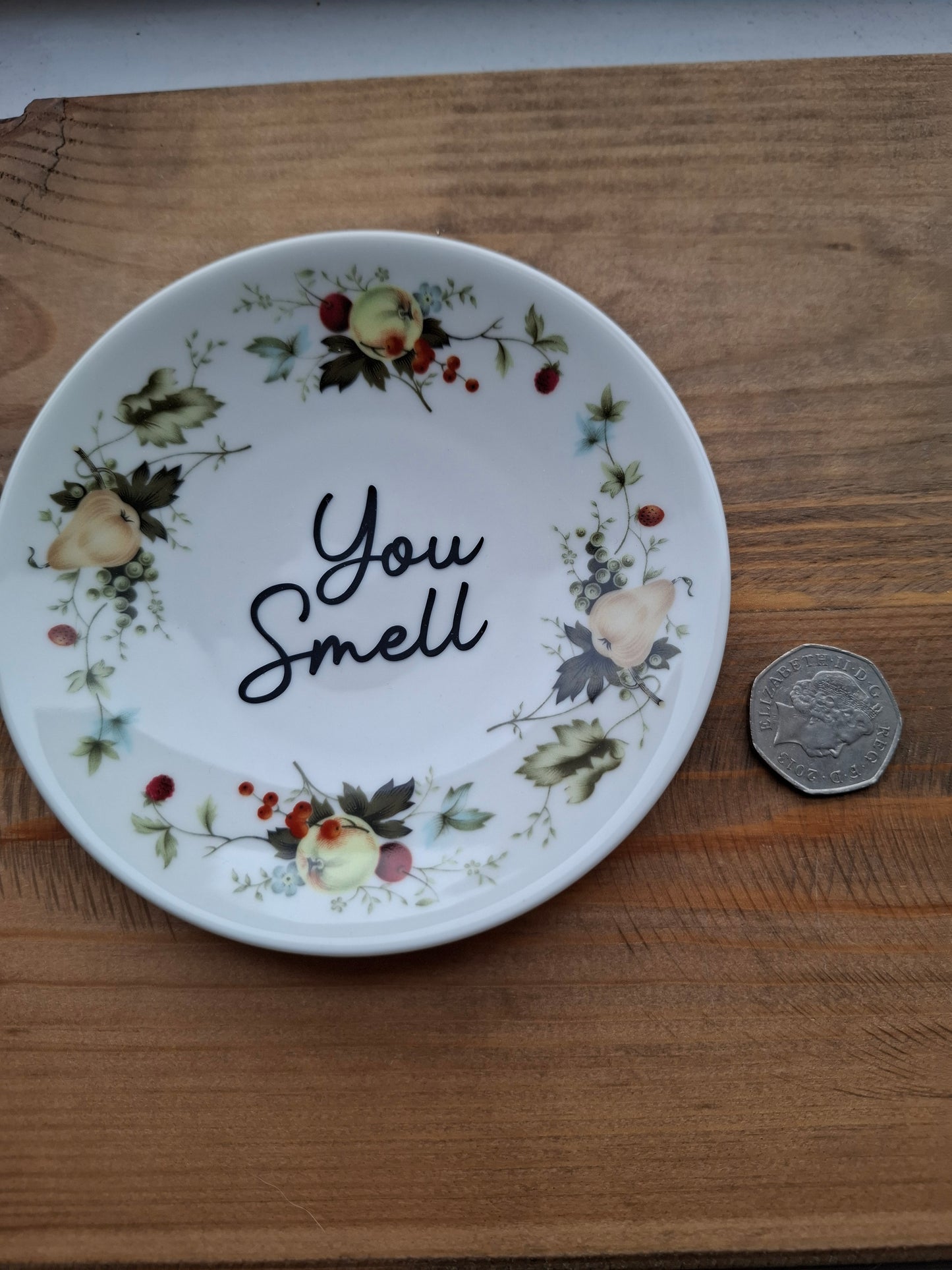 'You Smell' Upcycled Small Fruity Decorative Plate
