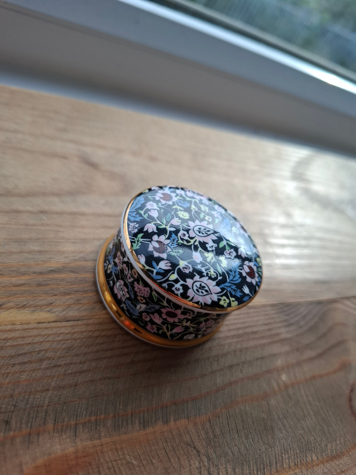 'Cunt' Upcycled Fancy Round Black Floral Trinket Pot