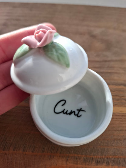 'Cunt' Upcycled Little Rose Trinket Pot