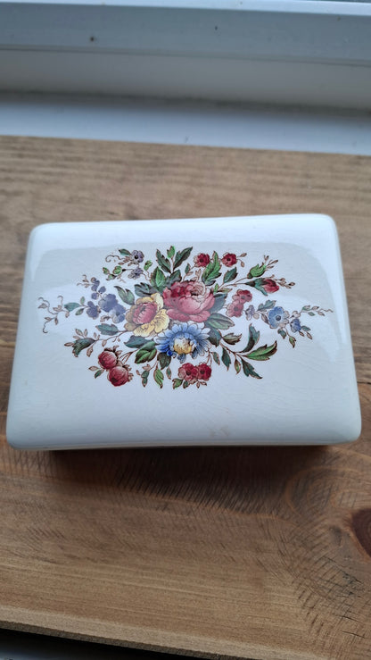 'Bollocks' Floral Rectangular Trinket Pot (CHEAPER DUE TO CRACKLE/STAINING)