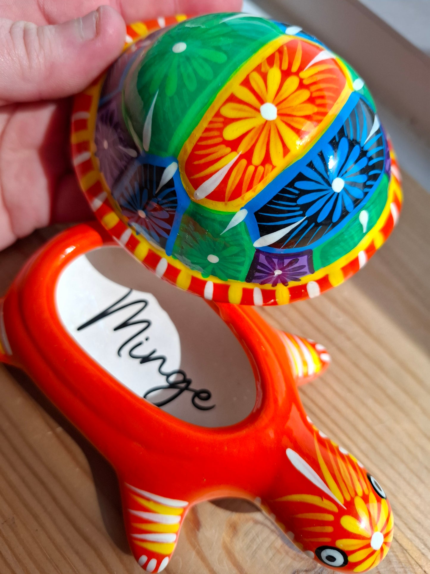 'Minge' Large Colourful Tortoise Upcycled Trinket Pot