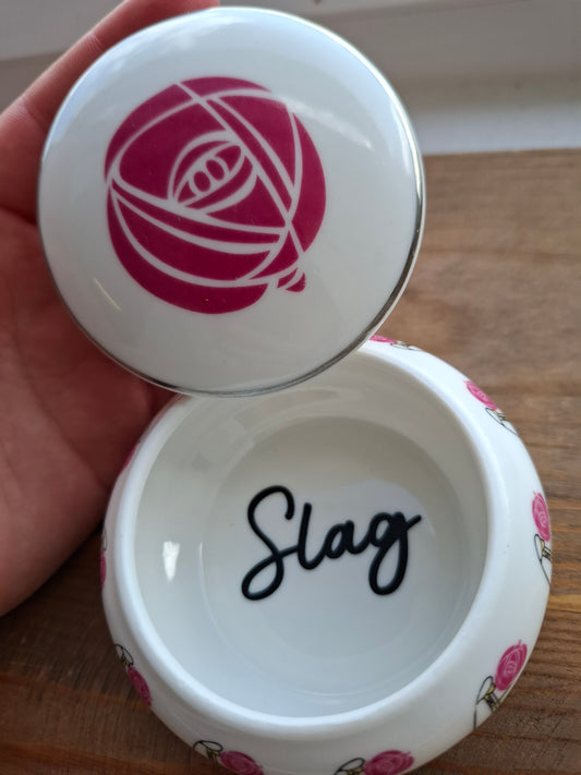 'Slag' Upcycled Pink Art Nouveau Style Rose Trinket Pot