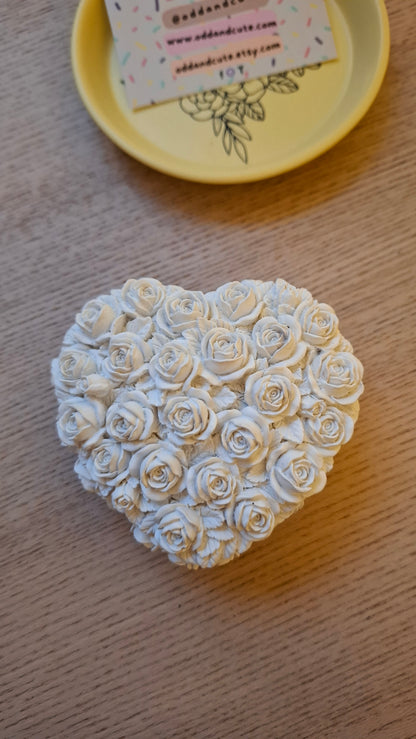 'Cunt' Upcycled Heart Shaped White Rose Trinket Pot
