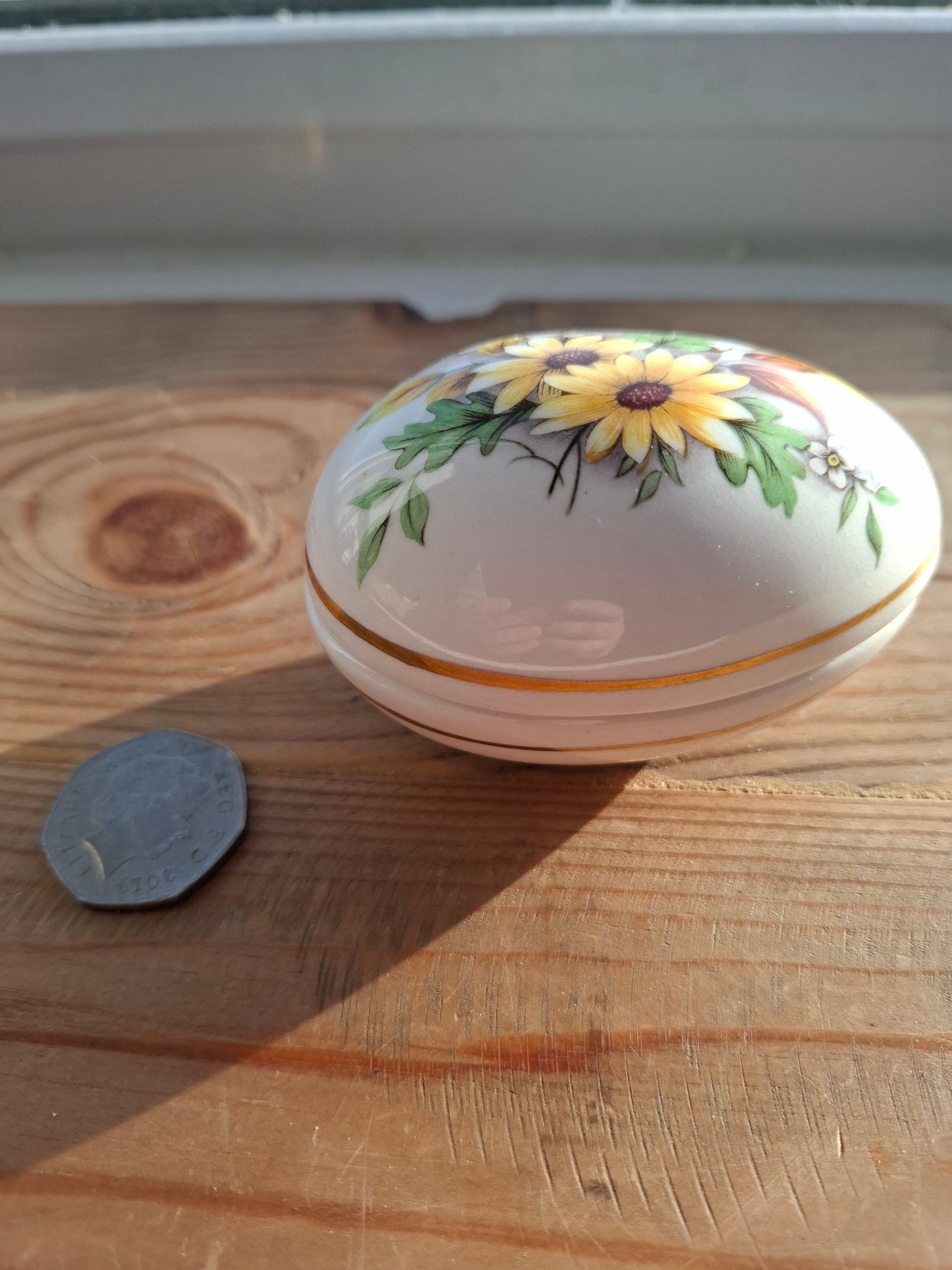 'Cunt' Upcycled Small Sunflower Egg Shaped Trinket Pot
