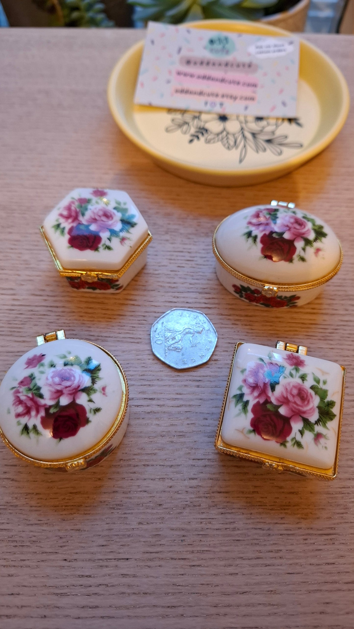 'Twat' Upcycled Mini Trinket/Pill Pot Pink Roses