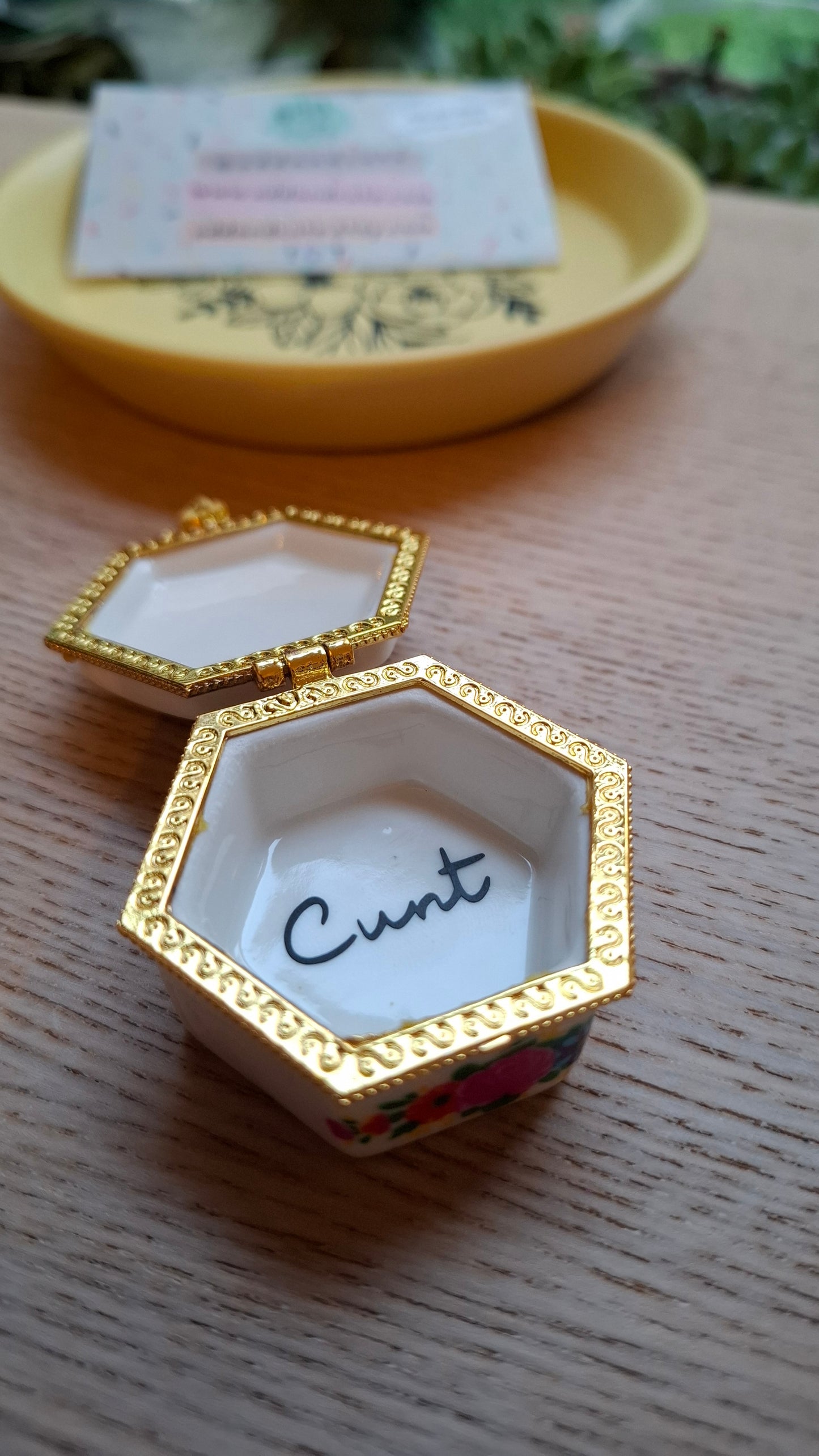 'Cunt' Upcycled Mini Trinket/Pill Pot Red and White Floral