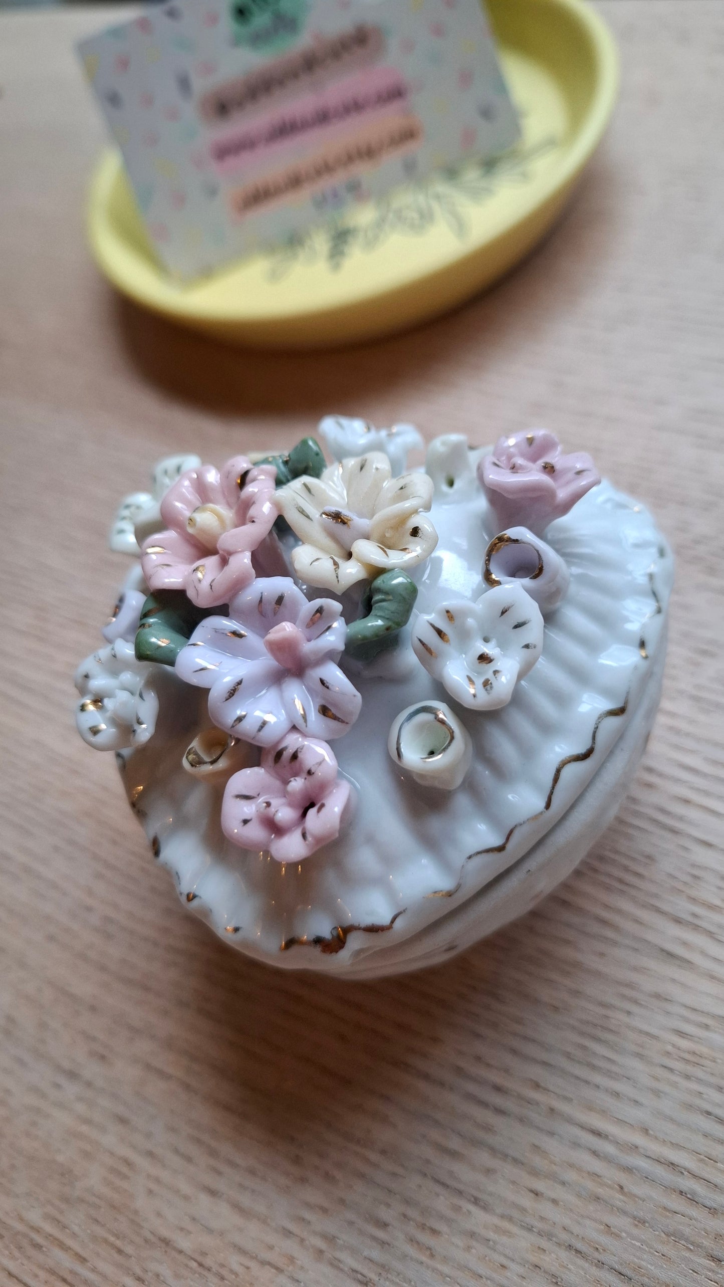 'Ball Bag' Upcycled Floral Heart Shaped Trinket Pot