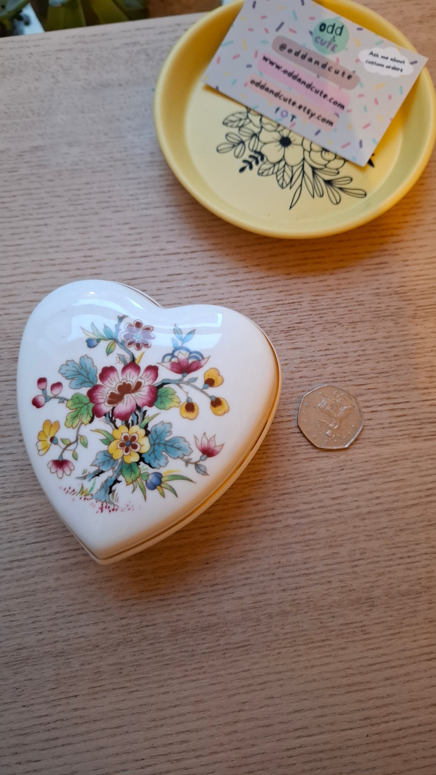 'Fanny Flaps' Upcycled Coalport Heart Shaped Trinket Pot