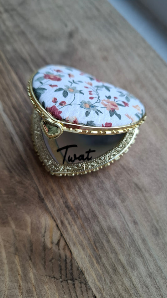 'Twat' Compact Mirror Heart Shaped