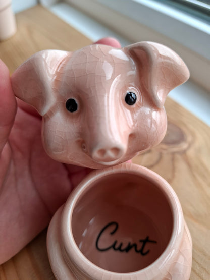 'Cunt' Upcycled Cute Crackly Pig Trinket Pot